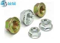 Hex Head Flange Nuts  Fully Threaded Iron / Alloy Steel Material Metric Standard DIN 6932